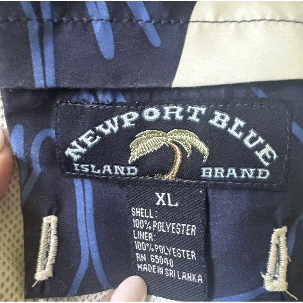 Newport Blue Island Brand Men's Tropical Print Swim Trunk Shorts Blue Size XL